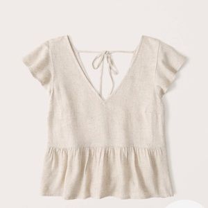 Abercrombie Flutter Sleeve Trapeze Top WHITE